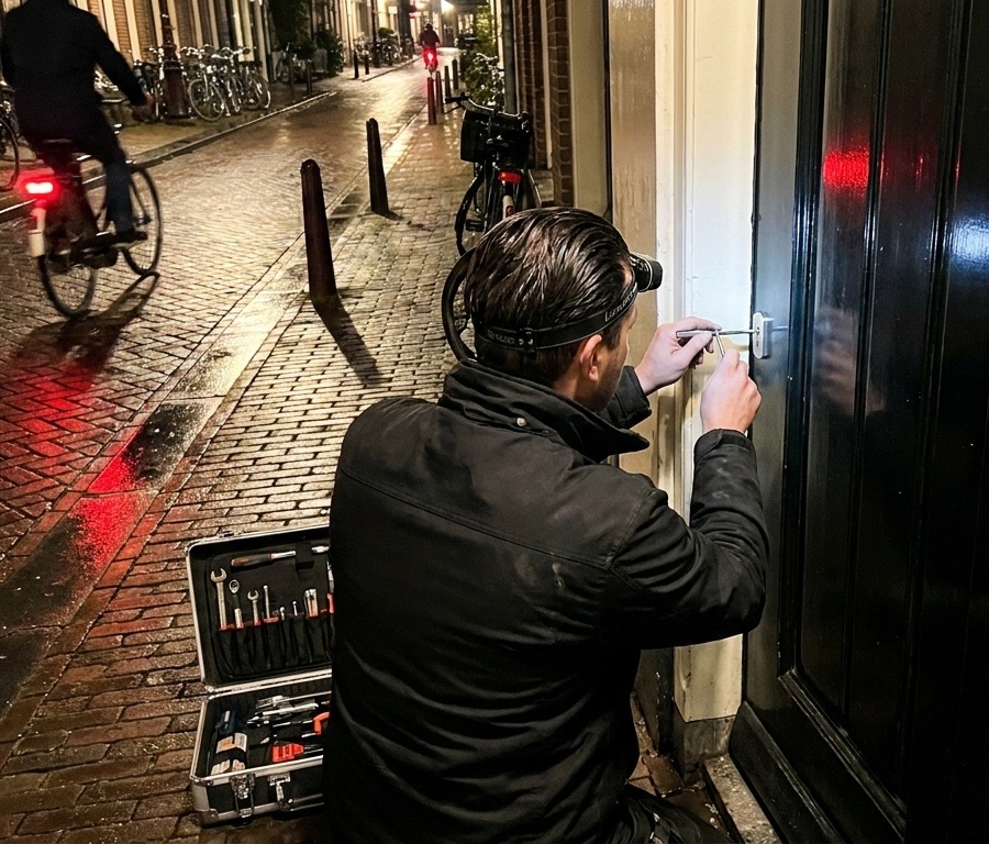 Slotenmaker opent 's avonds een voordeur in Amsterdam